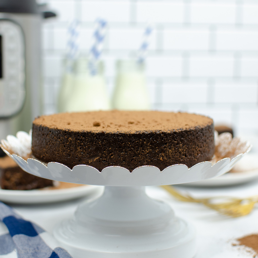 A deliciously fudgey chocolate cake made in the instant pot with no flour!