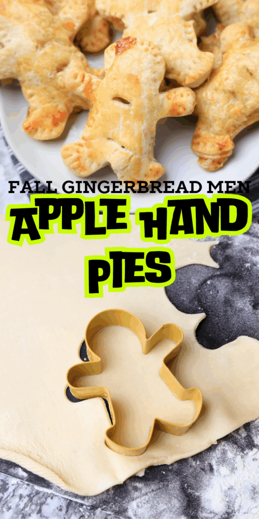 Close-up of apple gingerbread hand pies dusted with powdered sugar for a festive holiday treat.
