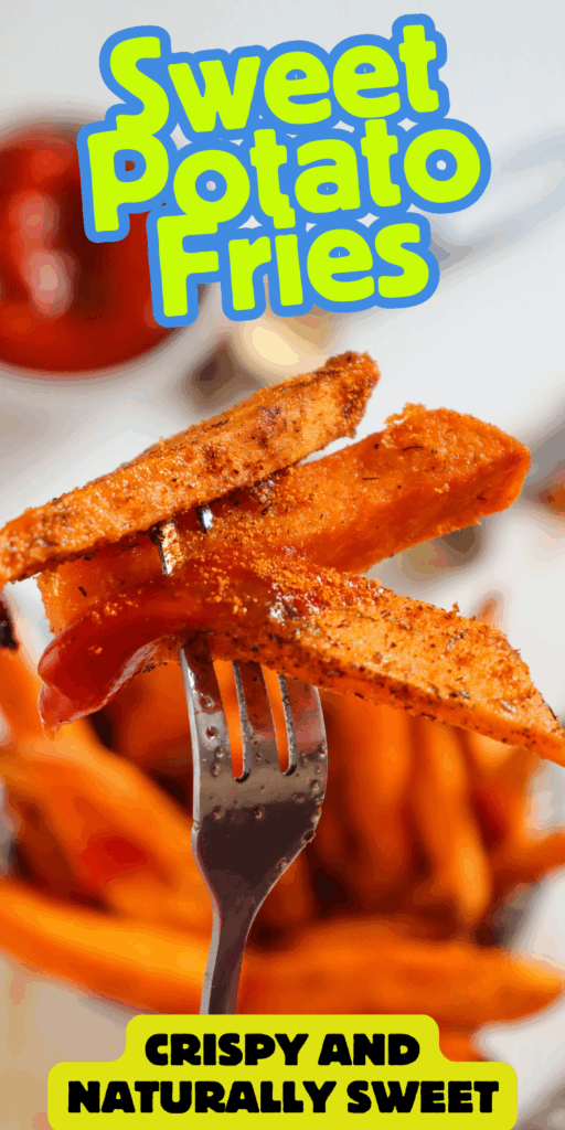 Crispy air fryer sweet potato fries served on a white plate, perfect for a healthy vegetarian side dish.
