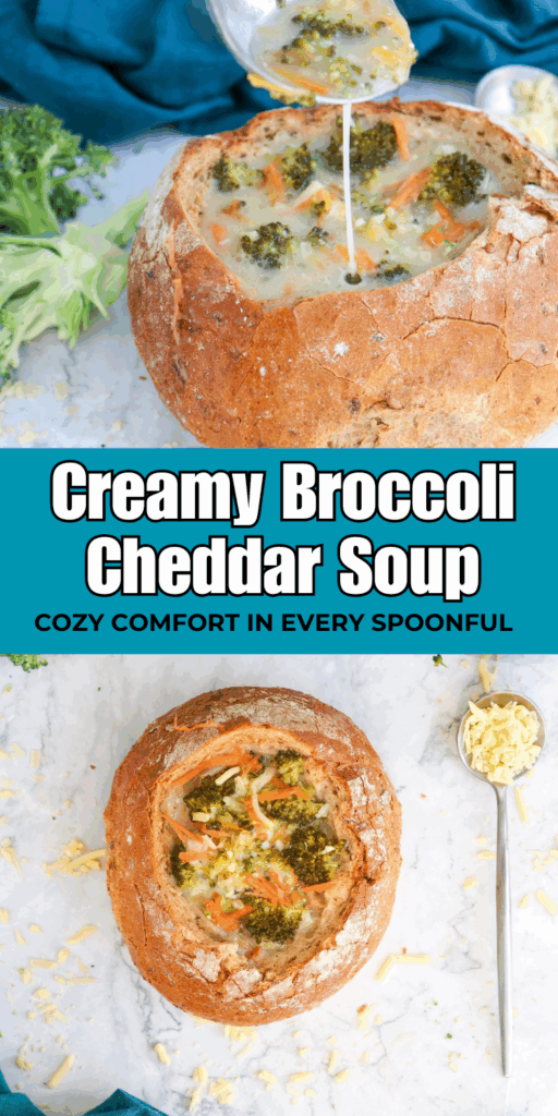 Easy broccoli cheddar soup made with fresh broccoli, potatoes, and carrots in a rich cheesy broth, ready in 35 minutes.