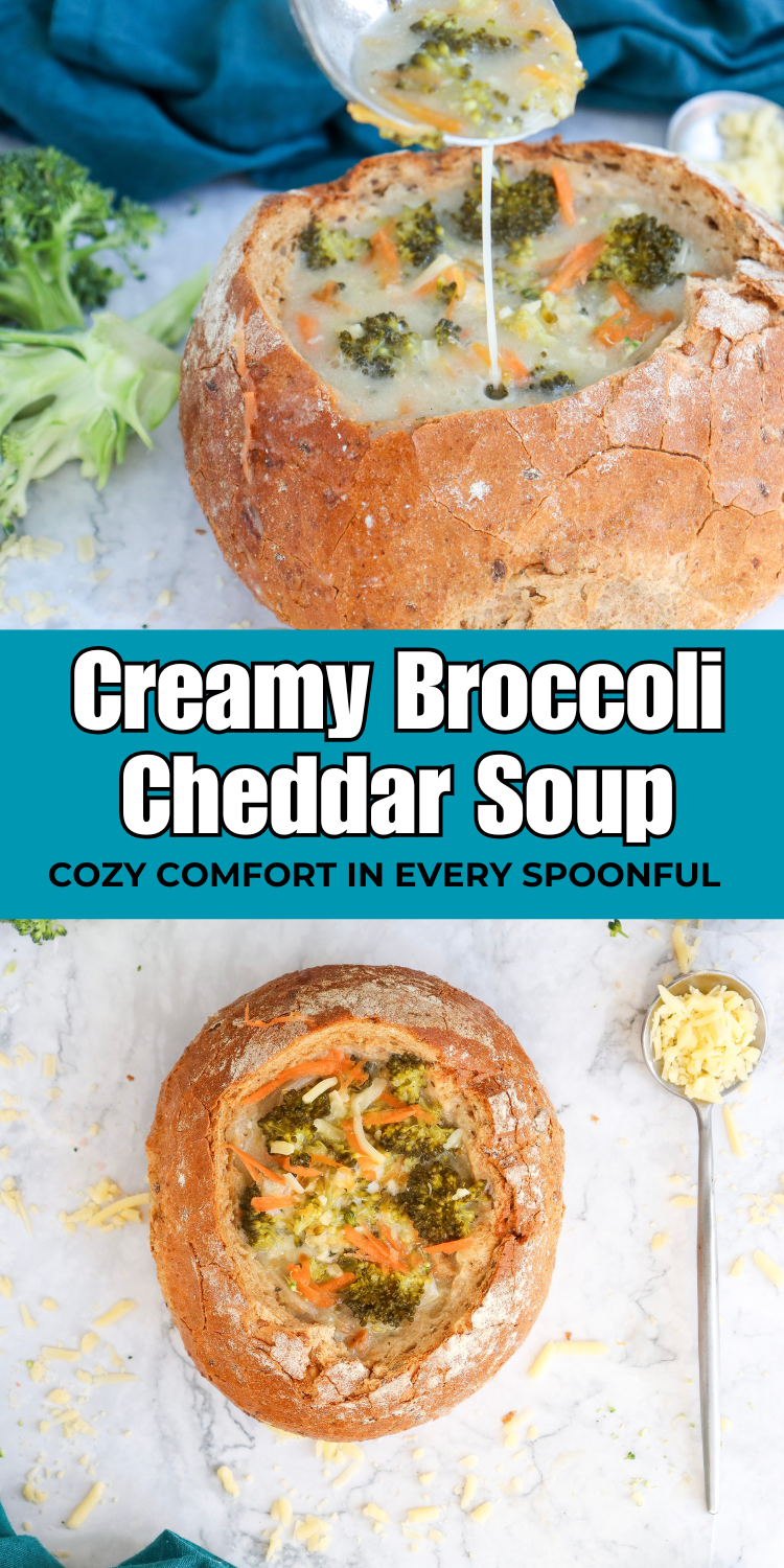Easy broccoli cheddar soup made with fresh broccoli, potatoes, and carrots in a rich cheesy broth, ready in 35 minutes.